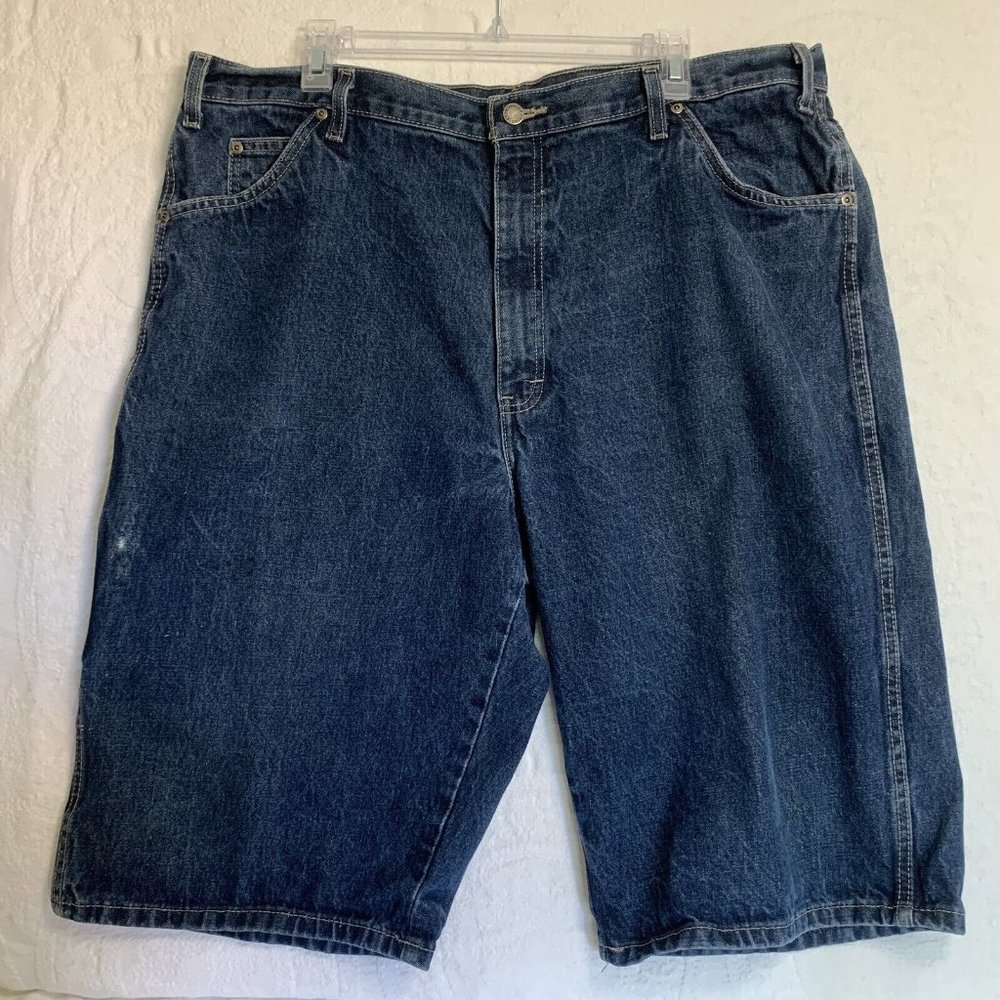 Dickies Carpenter‎ Shorts Mens 42 Loose Fit Y2K Distressed Blue Denim